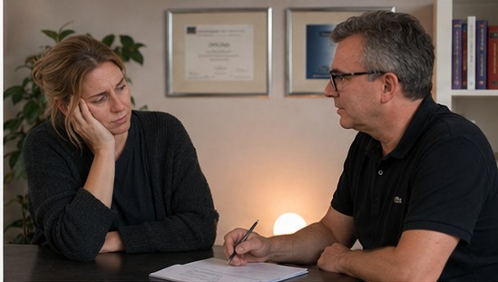 Martin Hüwel im aufmerksamen Gespräch mit einer Patientin