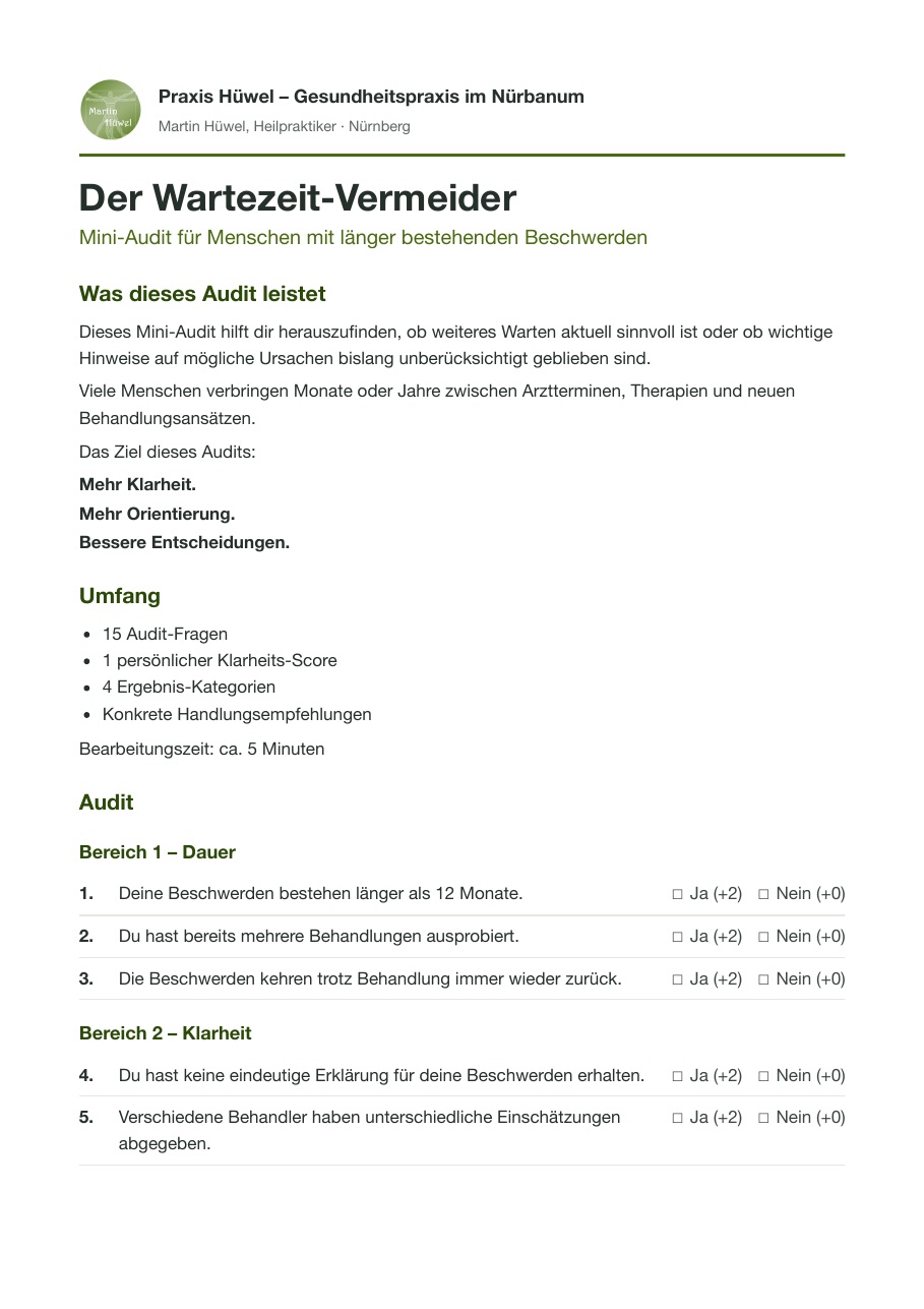 Titelseite des Wartezeit-Vermeiders (PDF)
